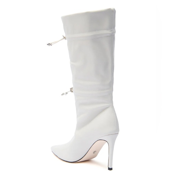 AZALEA WANG Ivory Vegan Leather Slouchy Stiletto Boots - Picture 4 of 5